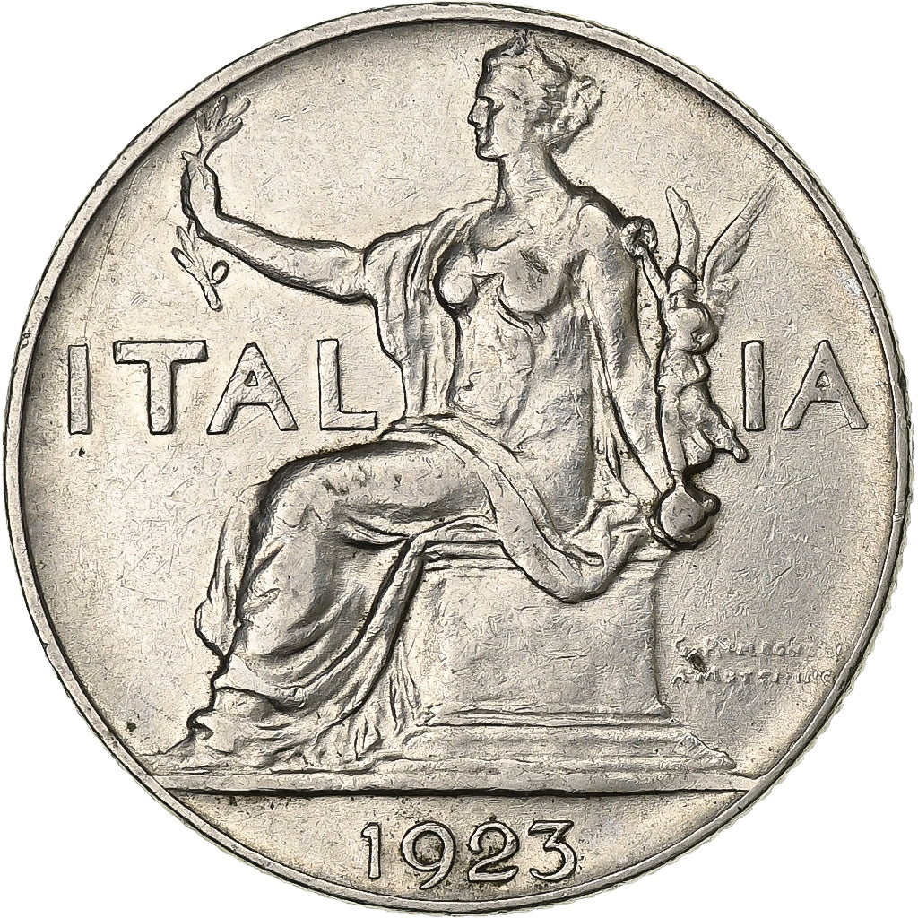 Italy, Vittorio Emanuele III, Lira, 1923, Rome, Nickel, AU(50-53), KM:62