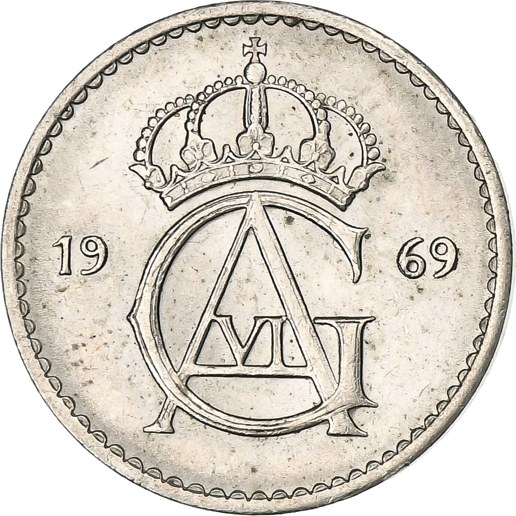 Suède, Gustaf VI, 10 Öre, 1969, Cupro-nickel, TTB, KM:835