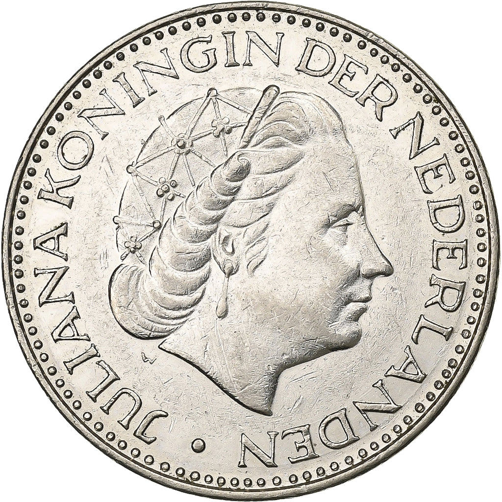 Países Bajos, Juliana, Gulden, 1969, Níquel, MBC+, KM:184a