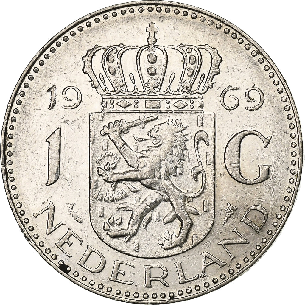 Países Bajos, Juliana, Gulden, 1969, Níquel, MBC+, KM:184a