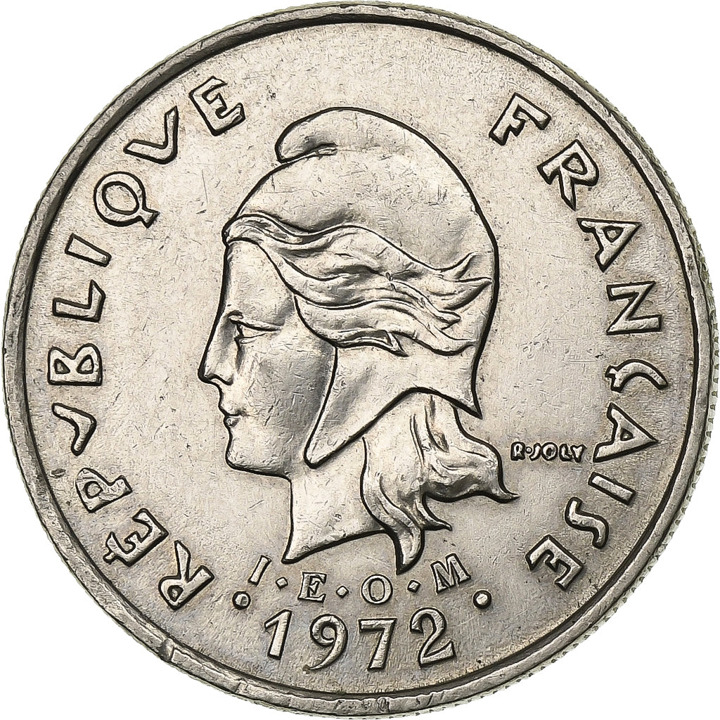 New Caledonia, 10 Francs, 1972, Paris, Nickel, EF(40-45), Lecompte:88, KM:11