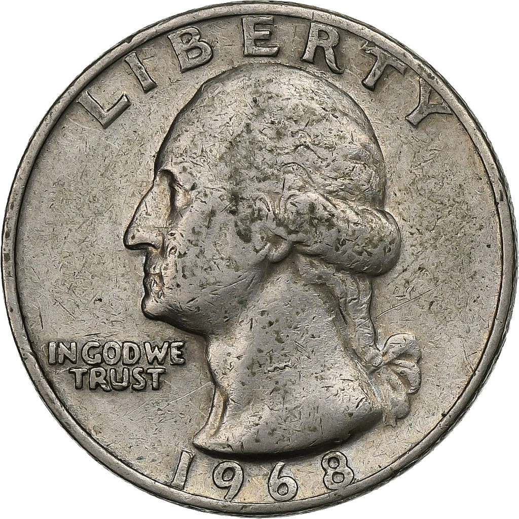 United States, Quarter, Washington, 1968, U.S. Mint, Copper-Nickel Clad Copper