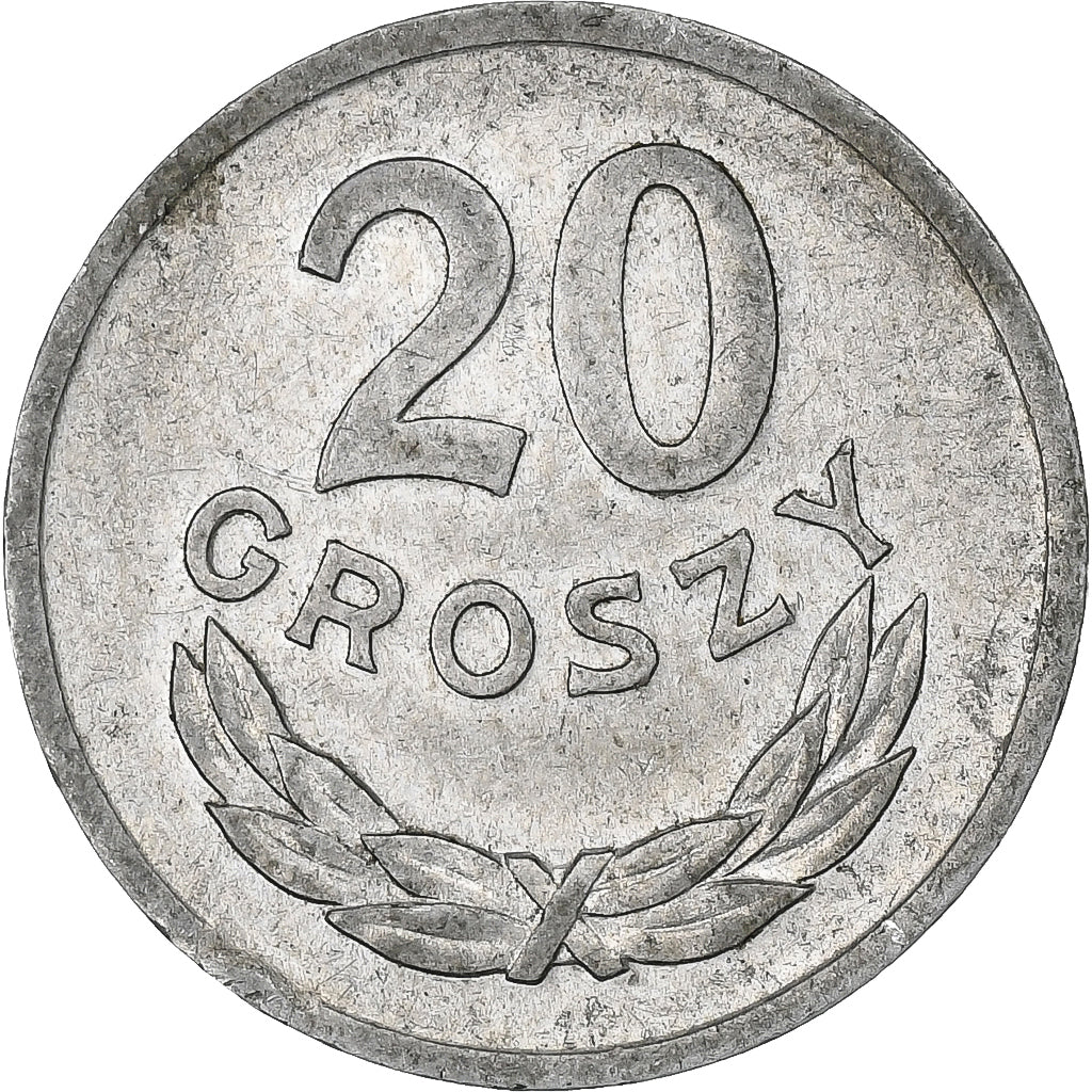 Polonia, 20 Groszy, 1975, Warsaw, Alluminio, BB, KM:A47