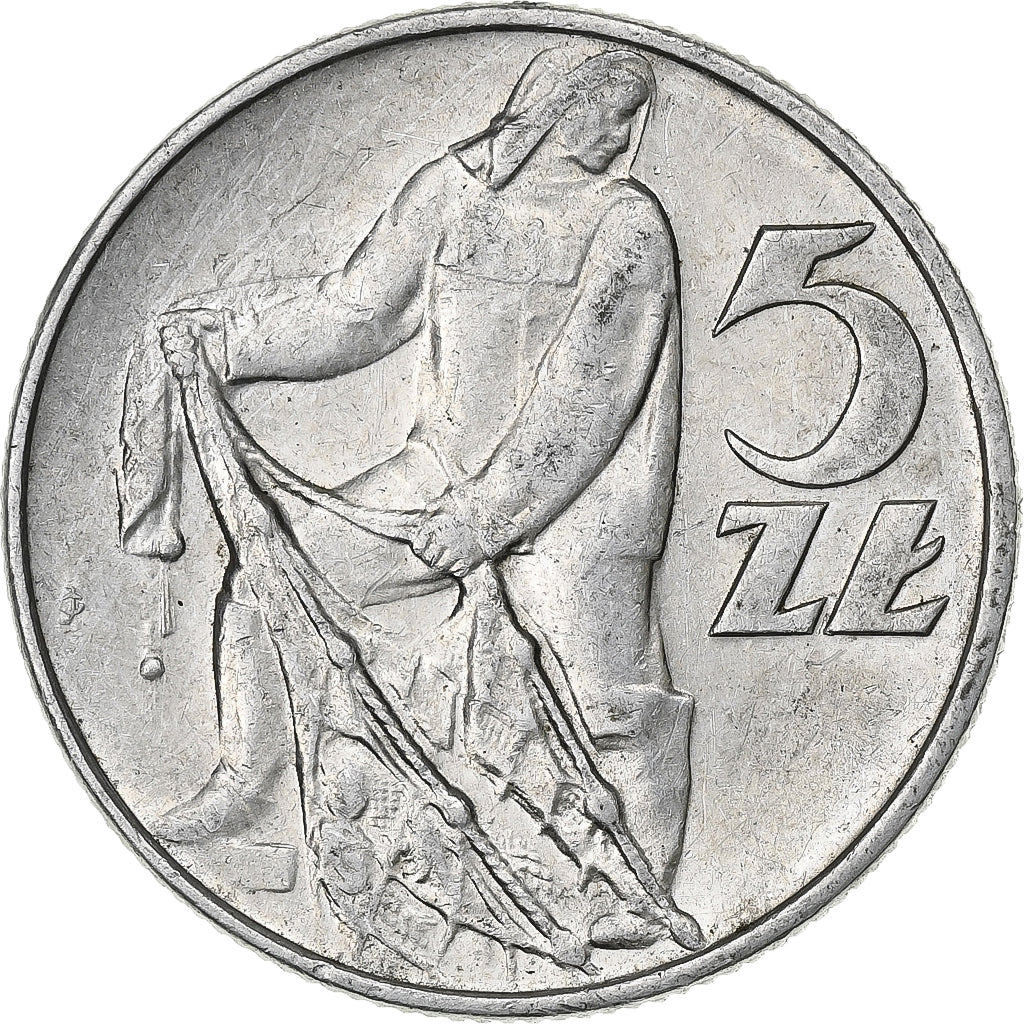 Polen, 5 Zlotych, 1974, Warsaw, Aluminium, SS, KM:47