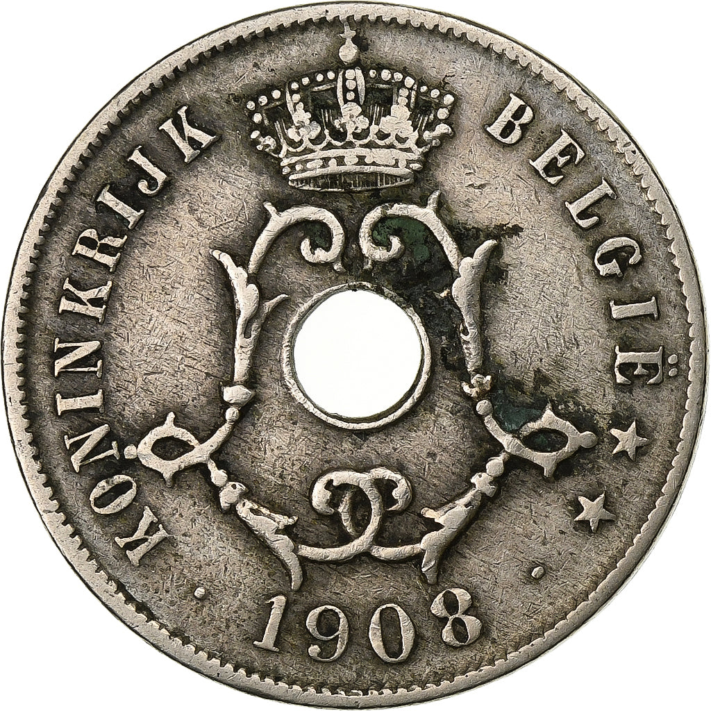 Belgien, Leopold II, 25 Centimes, 1908, Kupfer-Nickel, SS, KM:63