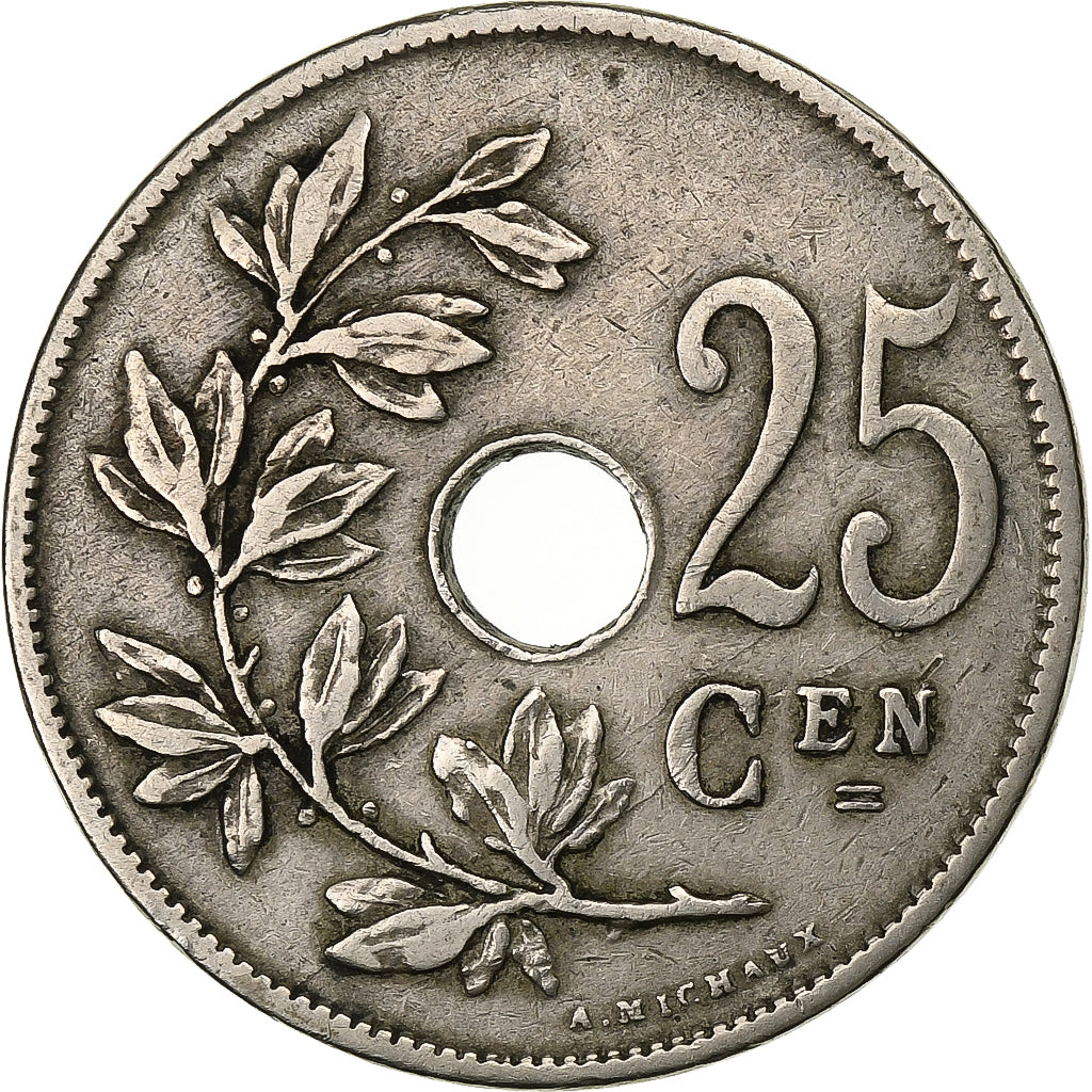 Belgien, Leopold II, 25 Centimes, 1908, Kupfer-Nickel, SS, KM:63