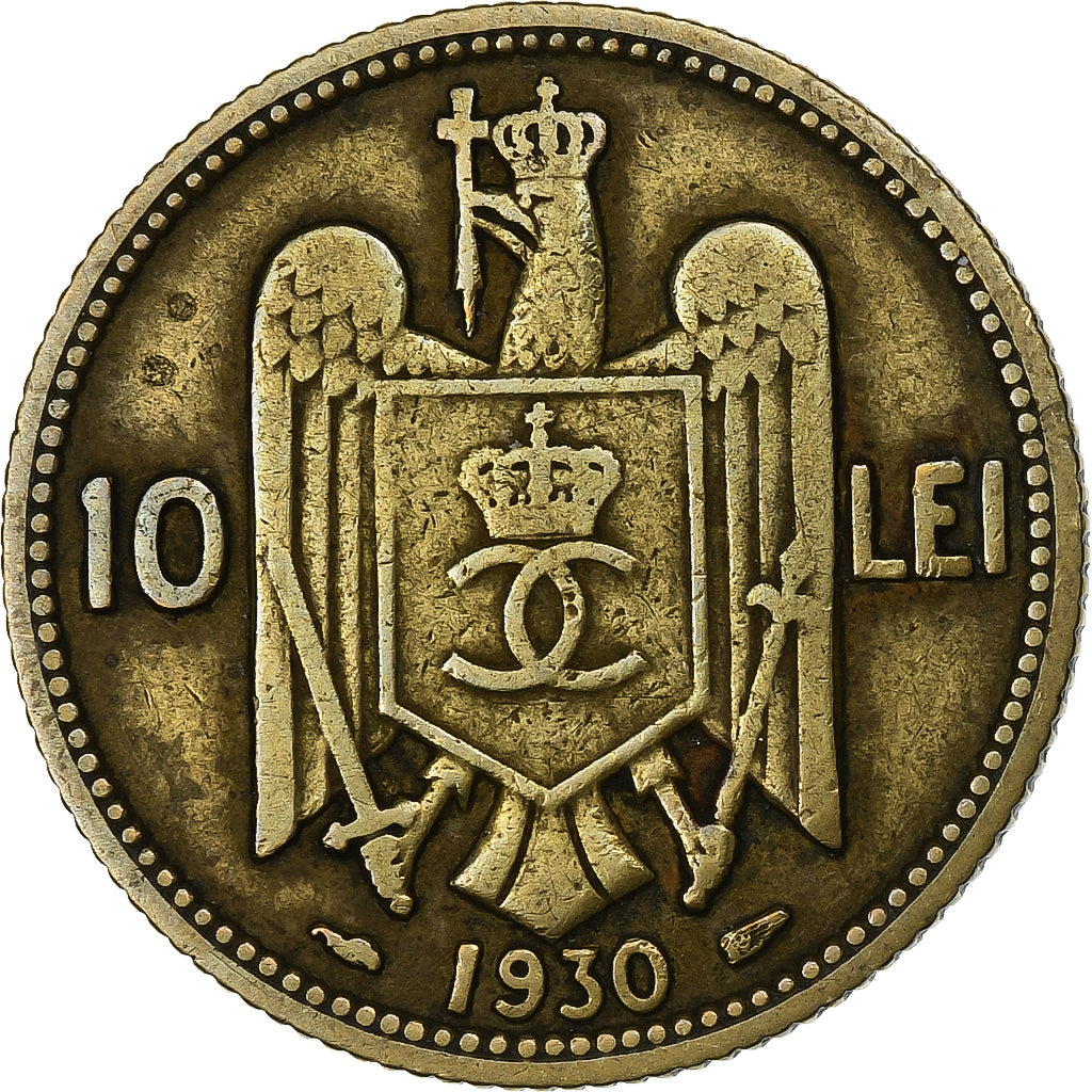 Romania, Carol II, 10 Lei, 1930, Paris, Nickel-brass, EF(40-45), KM:49