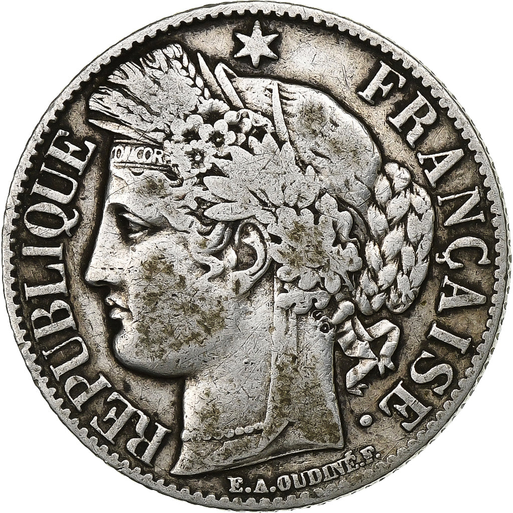 France, Franc, Cérès, 1887, Paris, Silver, VF(30-35), Gadoury:465a, KM:822.1