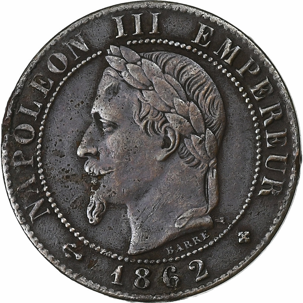 Frankrijk, Napoleon III, Centime, 1862, Strasbourg, Large BB, Bronzen, ZF