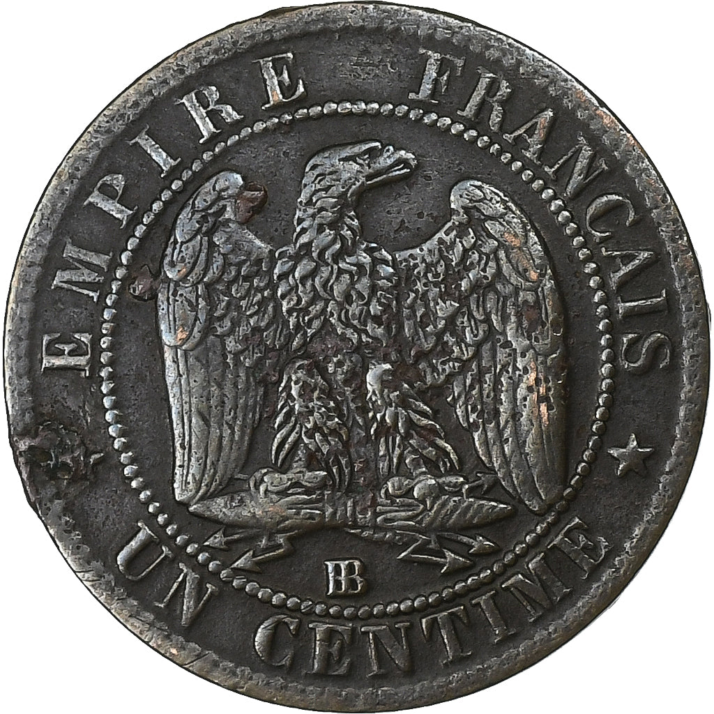 Frankrijk, Napoleon III, Centime, 1862, Strasbourg, Large BB, Bronzen, ZF
