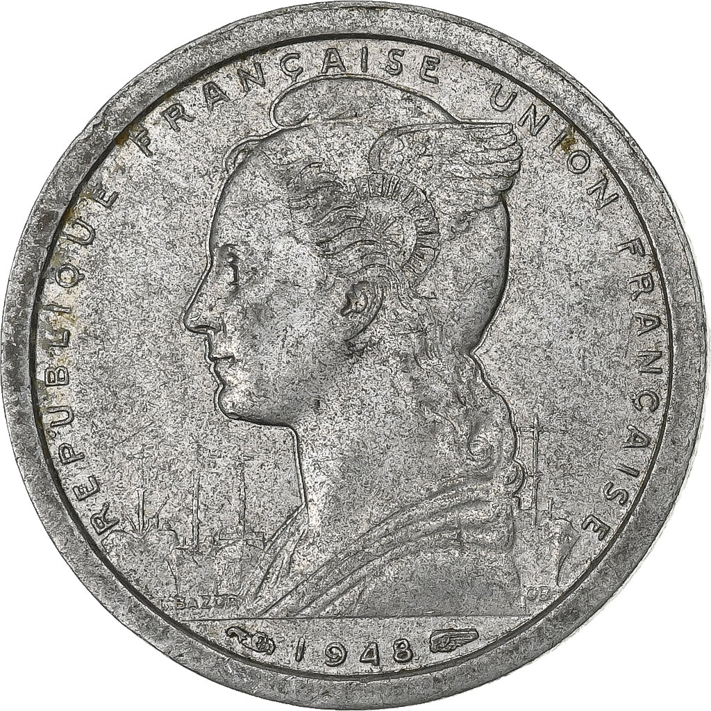 Madagascar, Franc, 1948, Paris, Aluminium, SS, Lecompte:98, KM:3