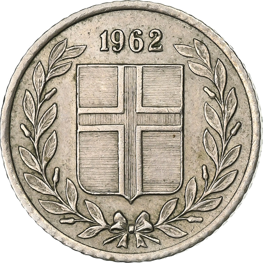 Islanda, 10 Aurar, 1962, Rame-nichel, BB, KM:10