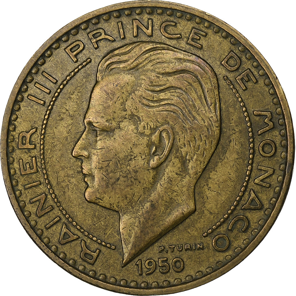 Monaco, Rainier III, 20 Francs, Vingt, 1950, Alluminio-bronzo, BB
