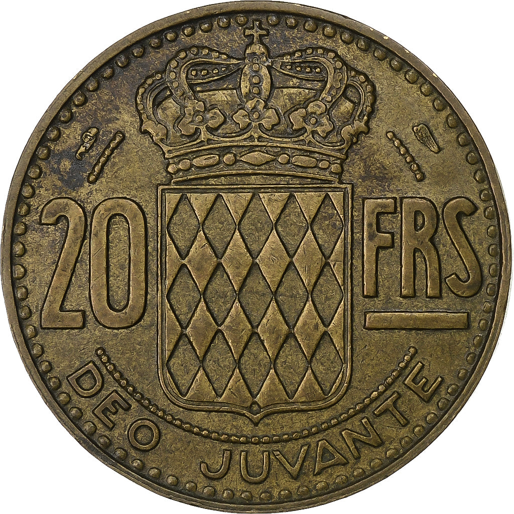 Monaco, Rainier III, 20 Francs, Vingt, 1950, Alluminio-bronzo, BB
