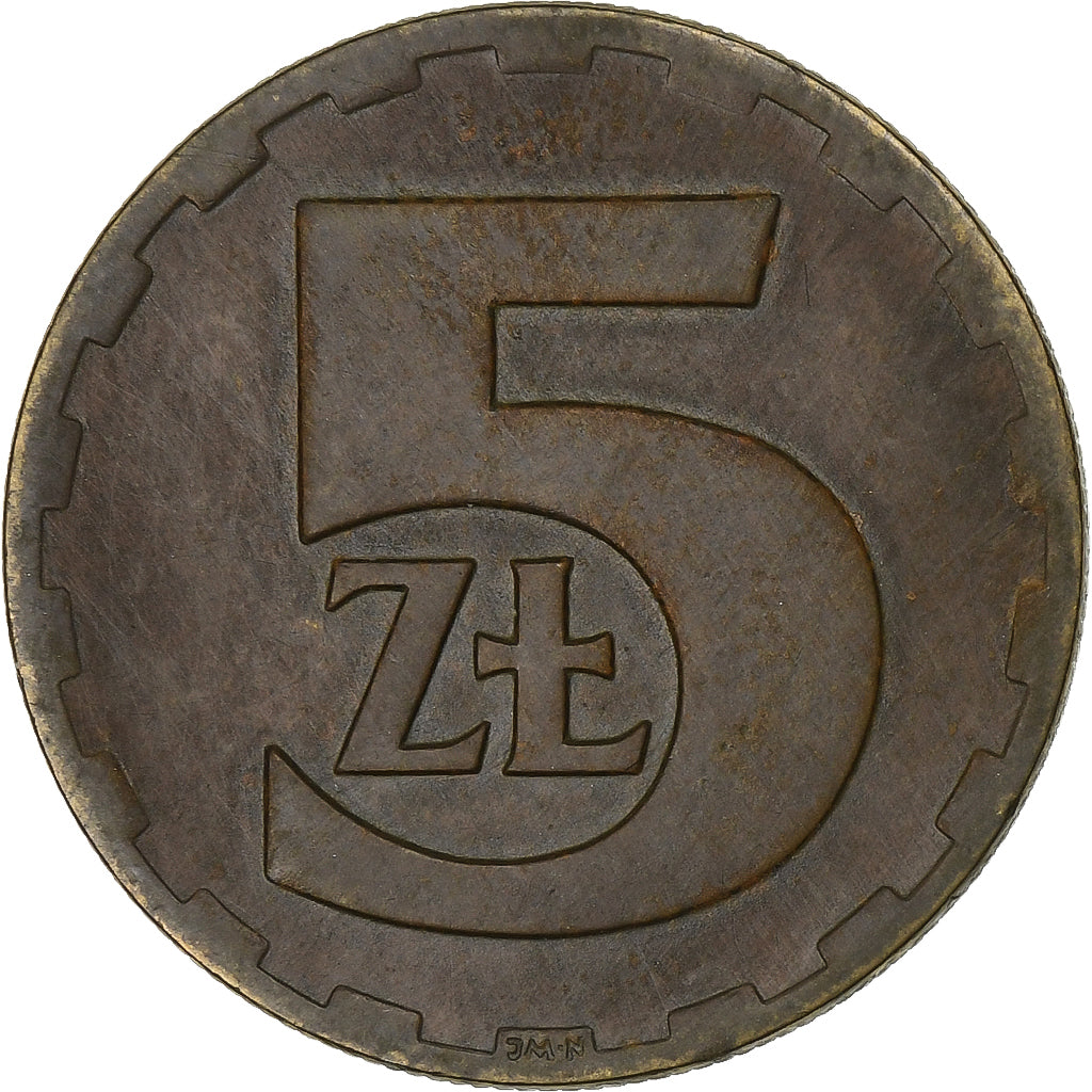 Poland, 5 Zlotych, 1976, Warsaw, Brass, EF(40-45), KM:81.1