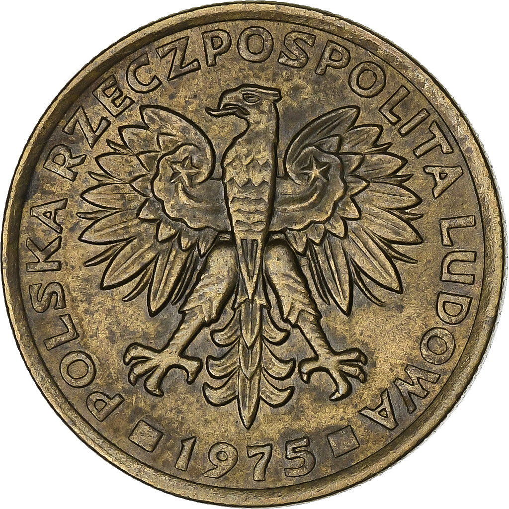 Poland, 2 Zlote, 1975, Warsaw, Brass, EF(40-45), KM:80.1