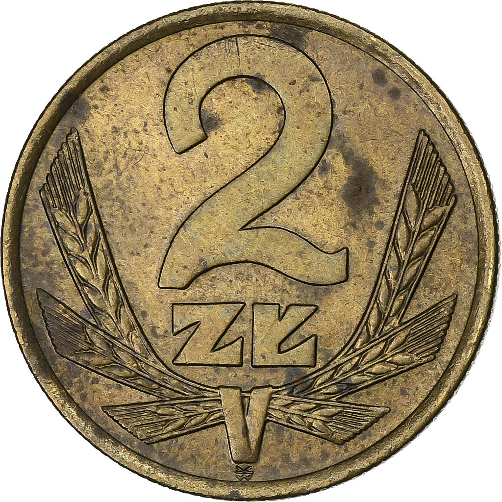 Poland, 2 Zlote, 1975, Warsaw, Brass, EF(40-45), KM:80.1