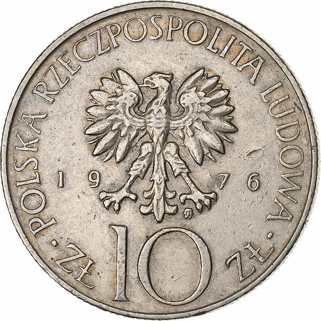 Polonia, 10 Zlotych, 1976, Warsaw, Rame-nichel, BB, KM:74