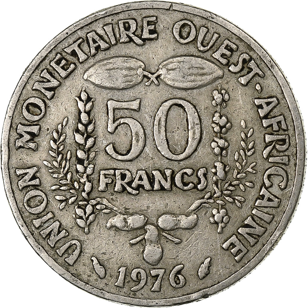 Stati dell'Africa occidentale, 50 Francs, 1976, Rame-nichel, MB+, KM:6