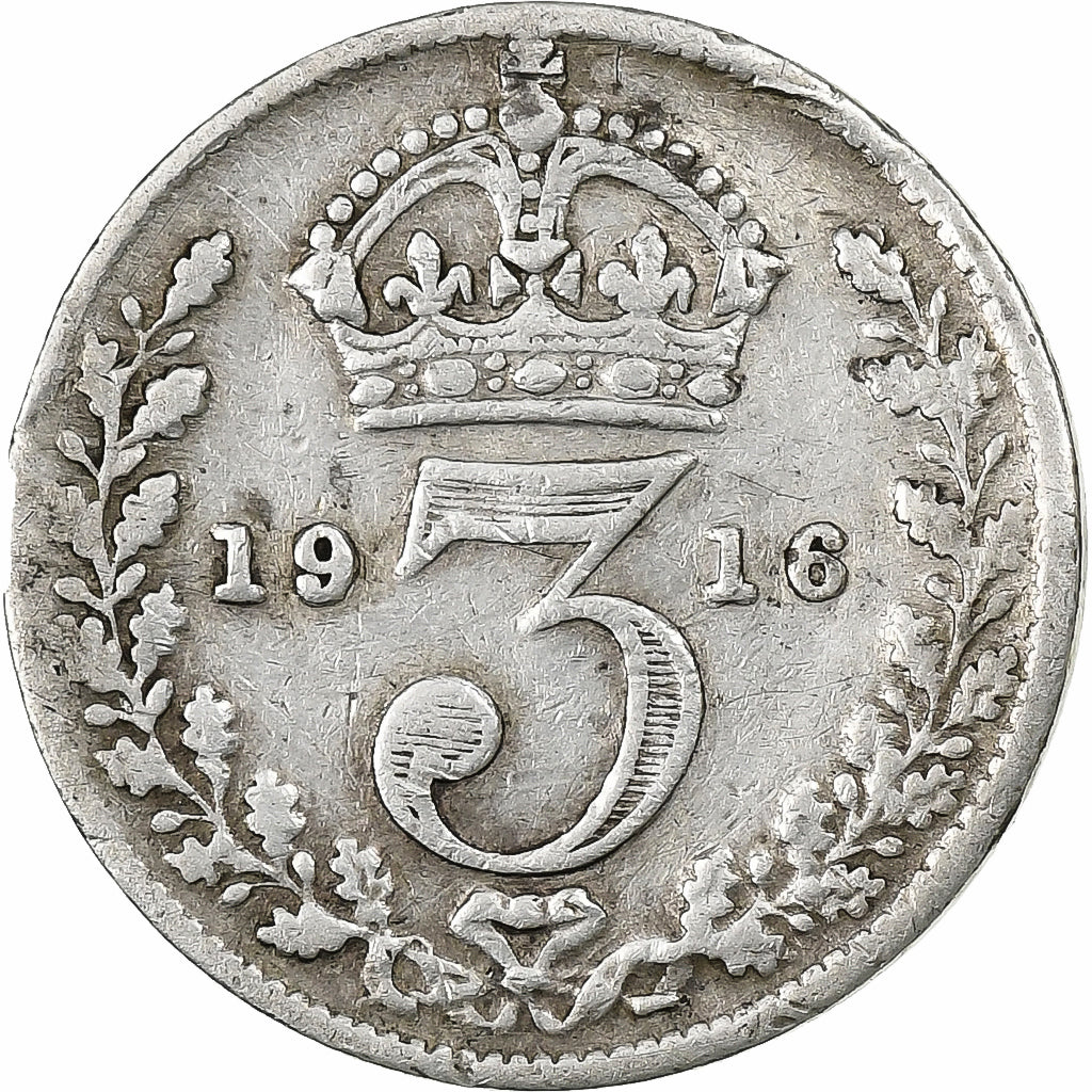 Großbritannien, George V, 3 Pence, 1916, Silber, SS, KM:813
