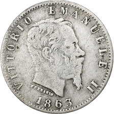 Italy, Vittorio Emanuele II, 20 Centesimi, 1863, Milan, Silver, F(12-15)