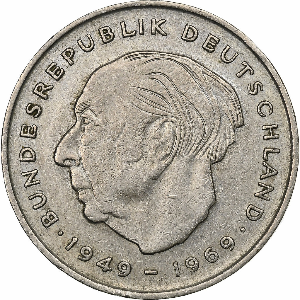 GERMANY - FEDERAL REPUBLIC, 2 Mark, 1972, Munich, Copper-Nickel Clad Nickel