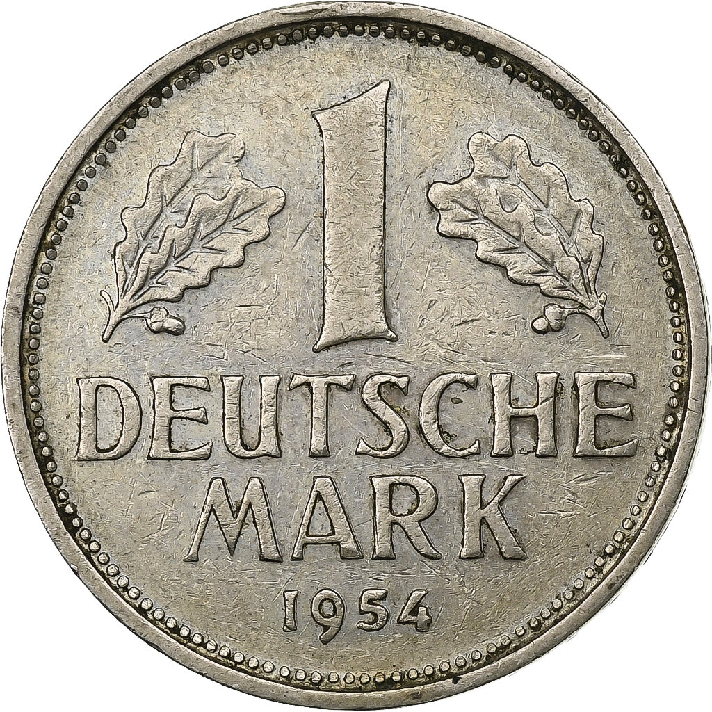 ALEMANHA - REPÚBLICA FEDERAL, Mark, 1954, Munich, Cobre-níquel, EF(40-45)