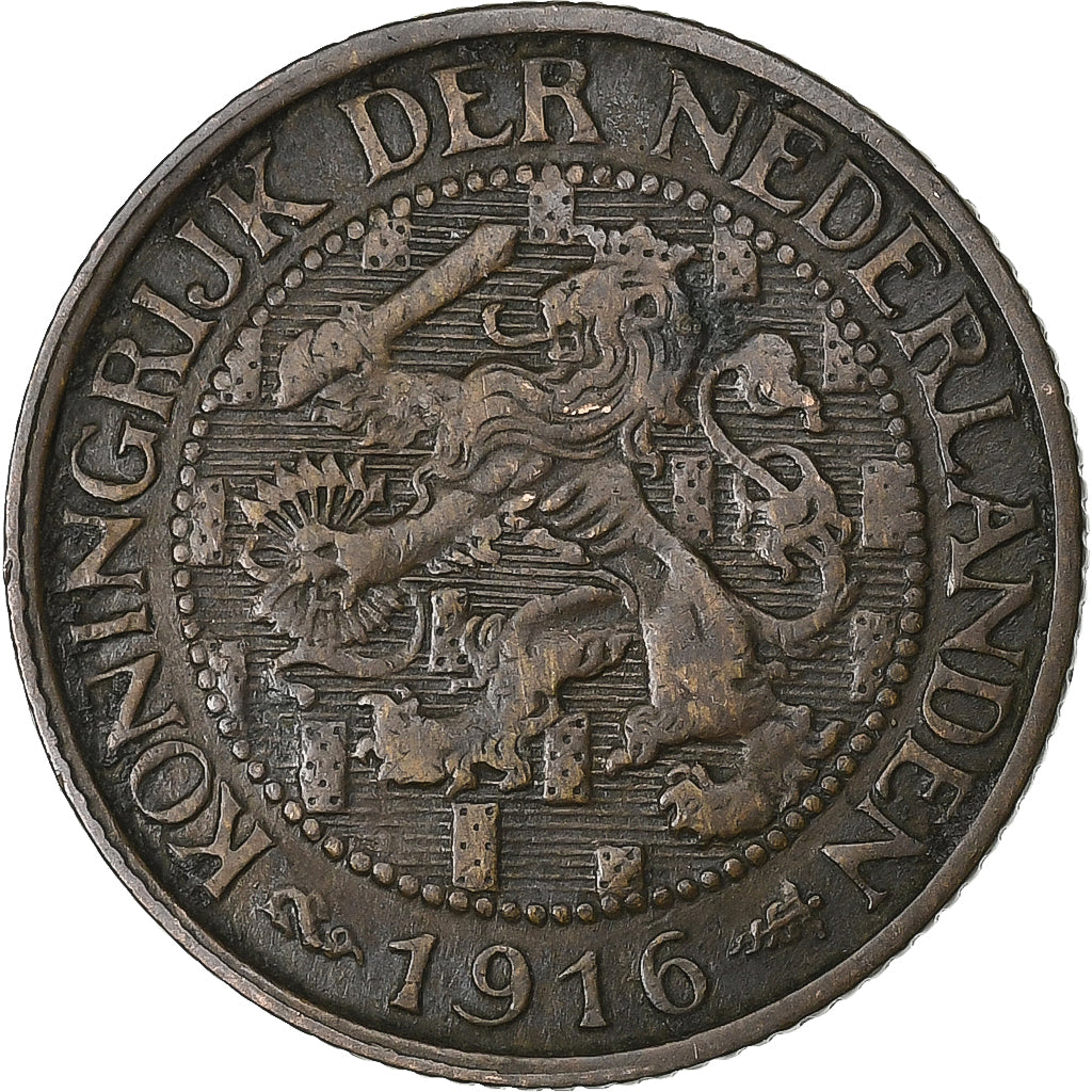 Países Bajos, Wilhelmina I, Cent, 1916, Bronce, MBC, KM:152