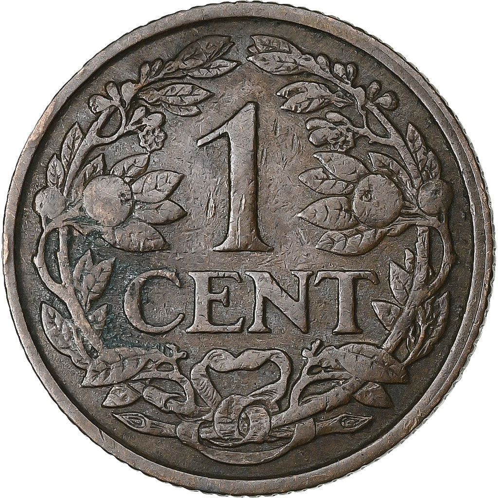 Países Bajos, Wilhelmina I, Cent, 1916, Bronce, MBC, KM:152