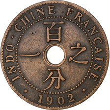 French Indo-China, Cent, 1902, Paris, Bronze, EF(40-45), Lecompte:58, KM:8