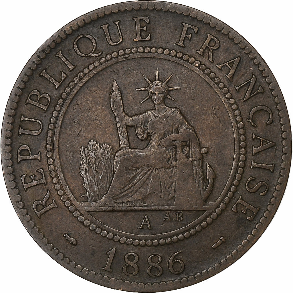 Indochina Francesa, Cent, 1886, Paris, Bronze, VF(30-35), Lecompte:38, KM:1