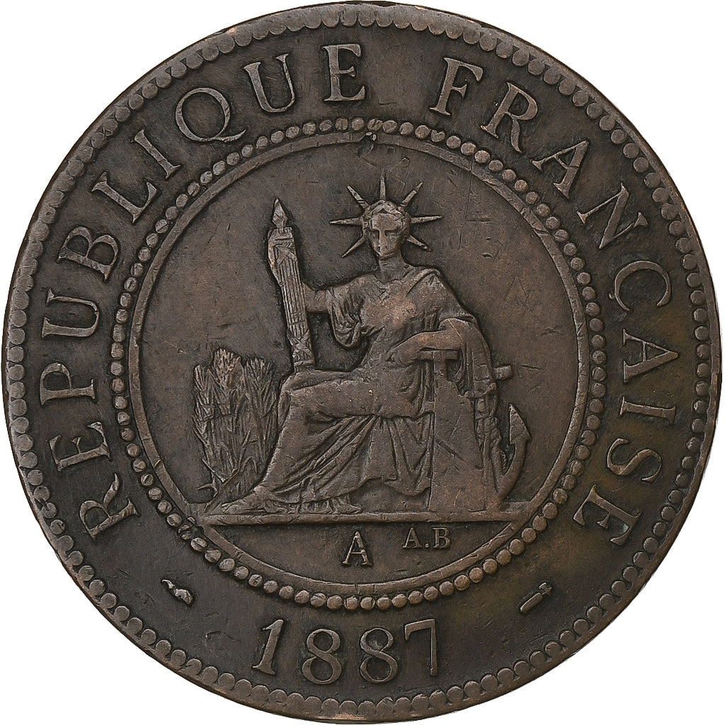 Indochina Francesa, Cent, 1887, Paris, Bronce, MBC, Lecompte:39, KM:1