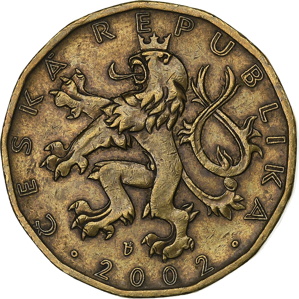 República Checa, 20 Korun, 2002, Latón chapado en acero, MBC, KM:5
