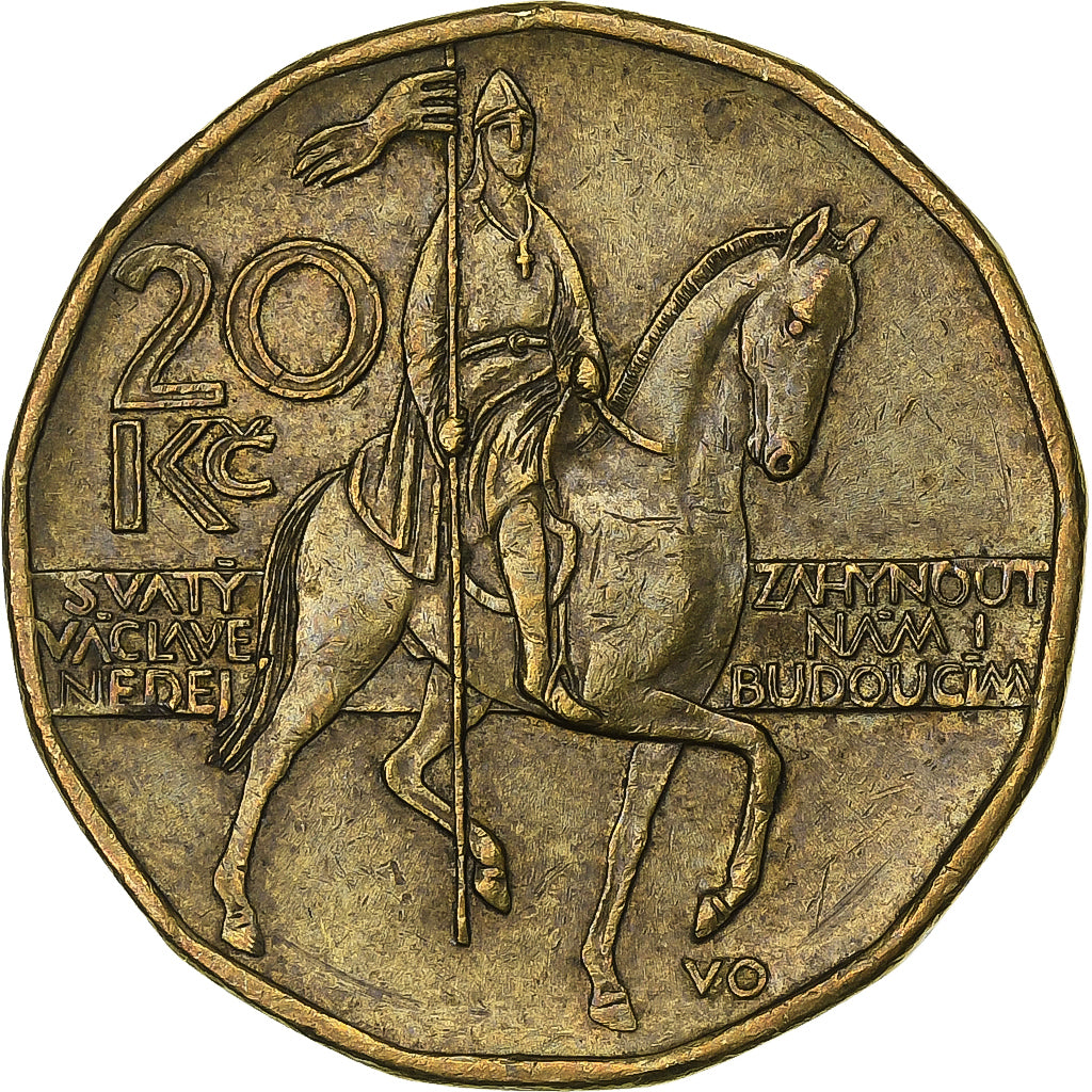 Czech Republic, 20 Korun, 1999, Brass plated steel, EF(40-45), KM:5