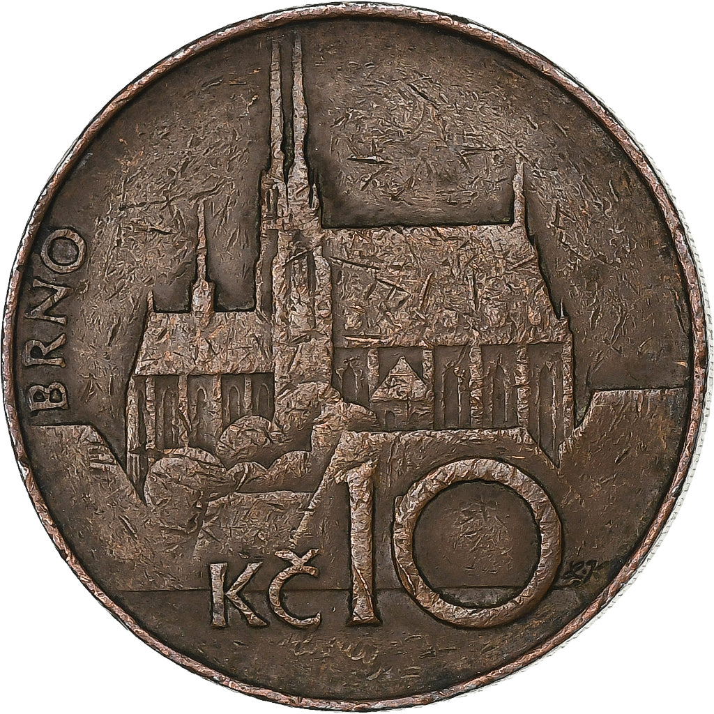 Czechy, 10 Korun, 1994, Miedź platerowana stalą, EF(40-45), KM:4