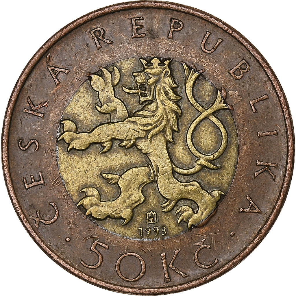 Czech Republic, 50 Korun, 1993, Bi-Metallic, EF(40-45), KM:1