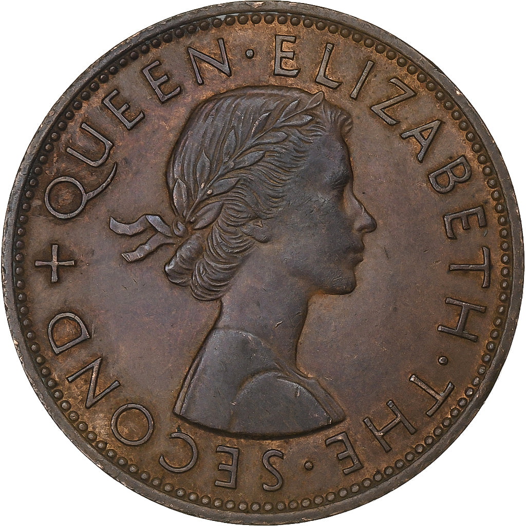 New Zealand, Elizabeth II, Penny, 1964, Bronze, EF(40-45), KM:24.2