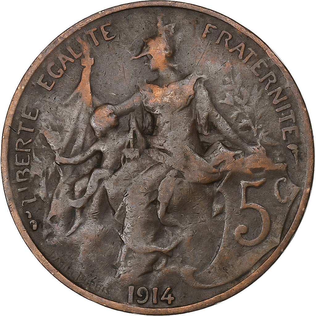 França, 5 Centimes, Dupuis, 1914, Paris, Bronze, EF(40-45), Gadoury:165, KM:842