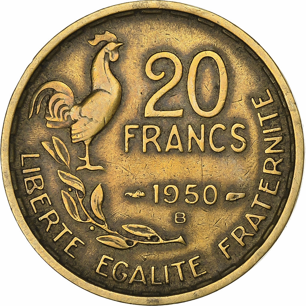 Frankreich, 20 Francs, Guiraud, 1950, Beaumont - Le Roger, Aluminum-Bronze, SS