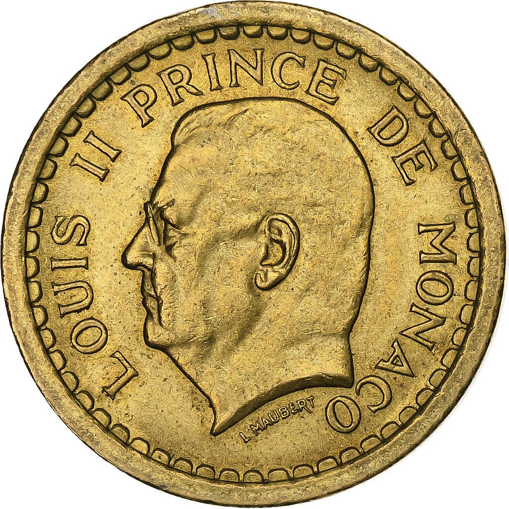 Monaco, Louis II, 2 Francs, 1943, Alluminio-bronzo, BB+, Gadoury:MC134, KM:121a