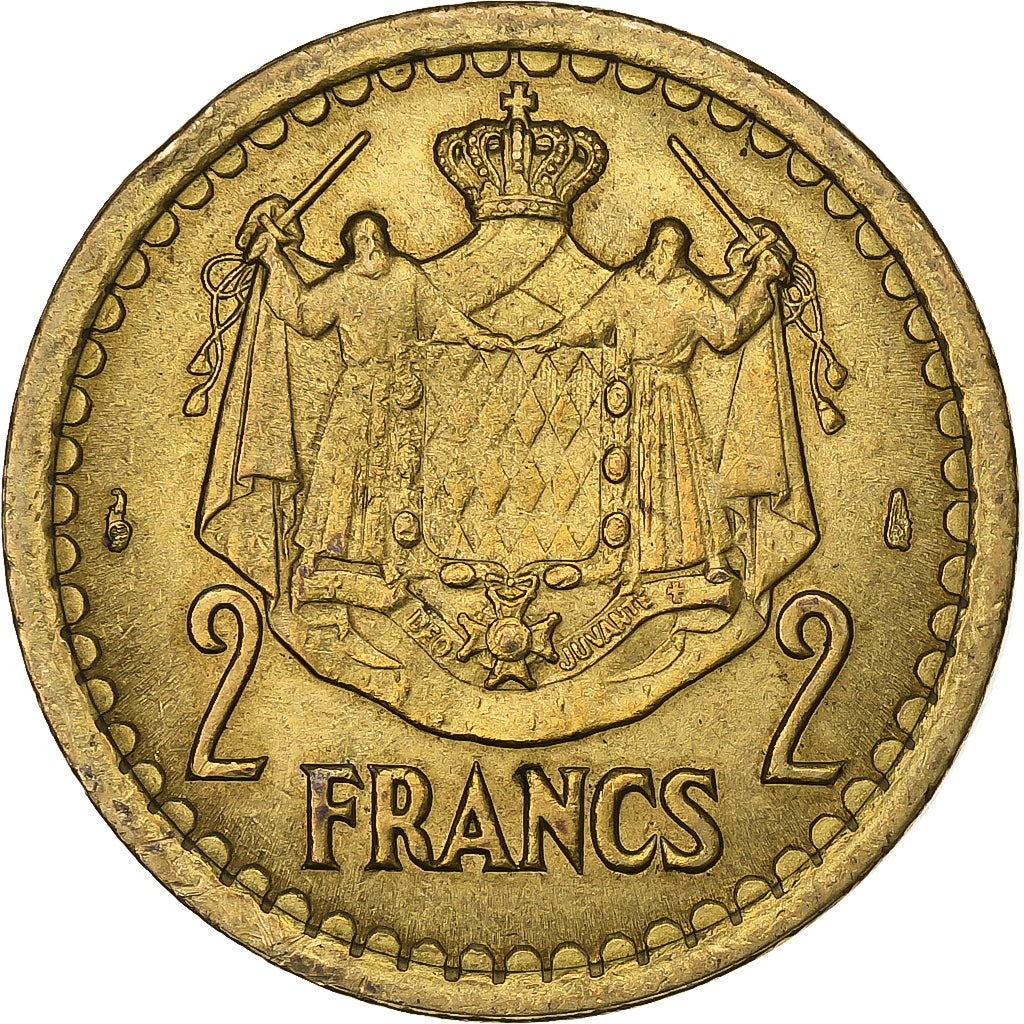 Monaco, Louis II, 2 Francs, 1943, Alluminio-bronzo, BB+, Gadoury:MC134, KM:121a