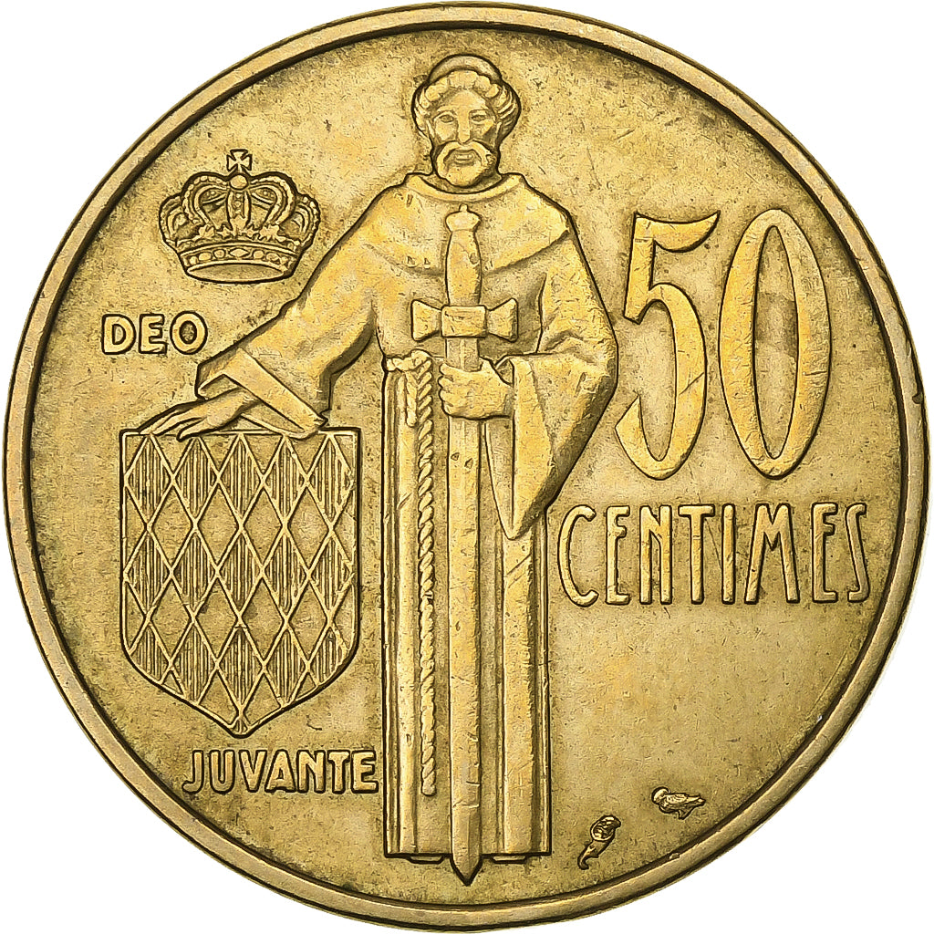 Mónaco, Rainier III, 50 Centimes, 1962, Alumínio-Bronze, EF(40-45)