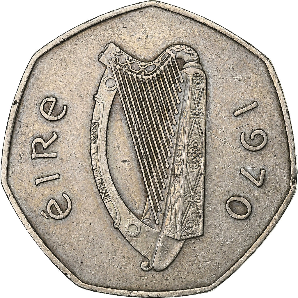 IRELAND REPUBLIC, 50 Pence, 1970, Kupfer-Nickel, SS, KM:24