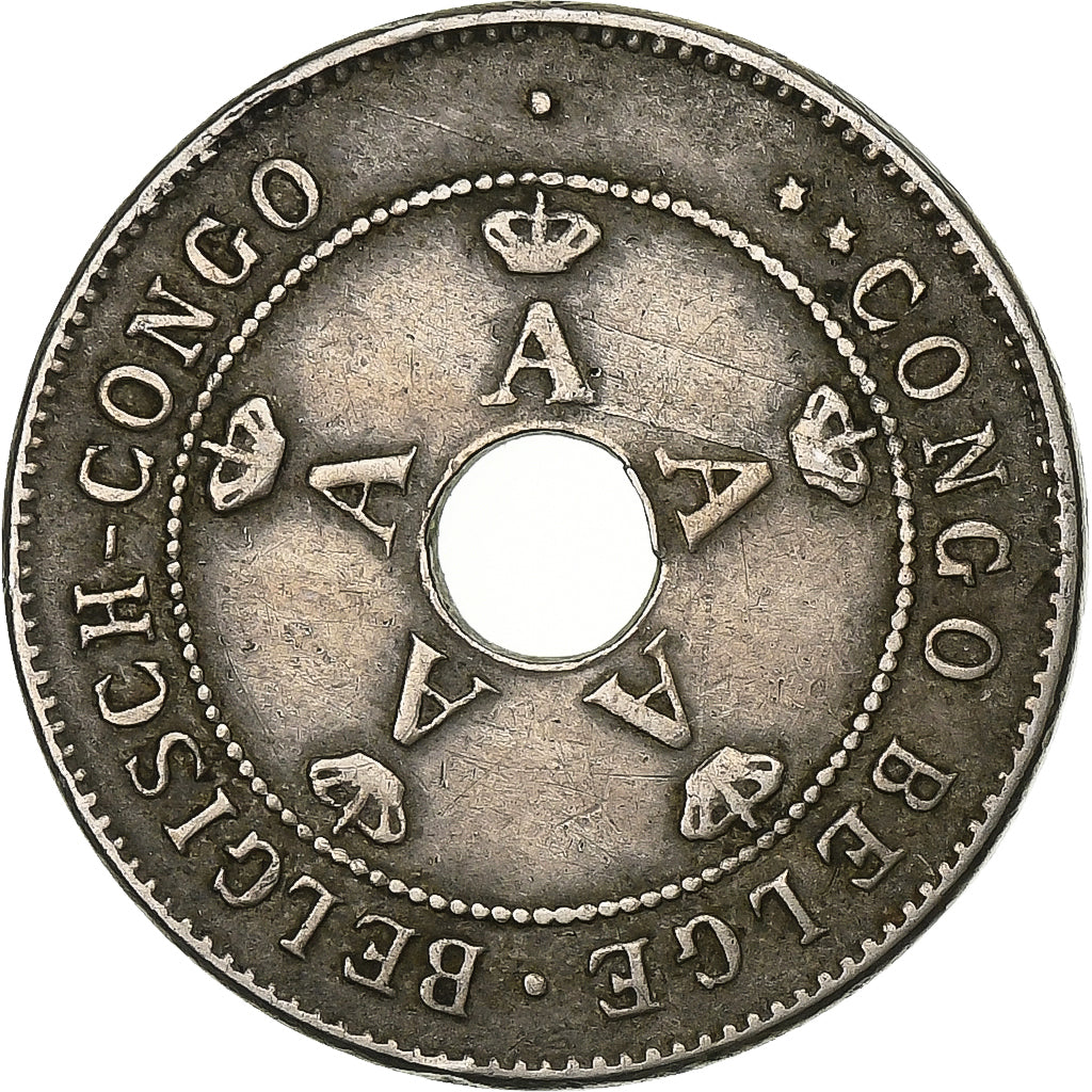 Congo belga, Albert I, 10 Centimes, 1910, Heaton, Rame-nichel, BB, KM:18