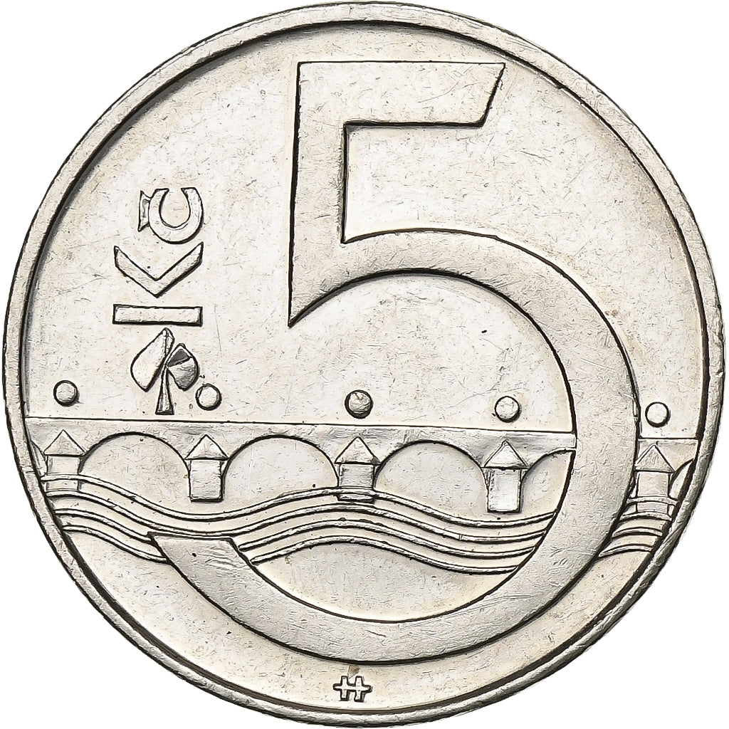 Tschechische Republik, 5 Korun, 2008, Nickel plated steel, SS+, KM:8
