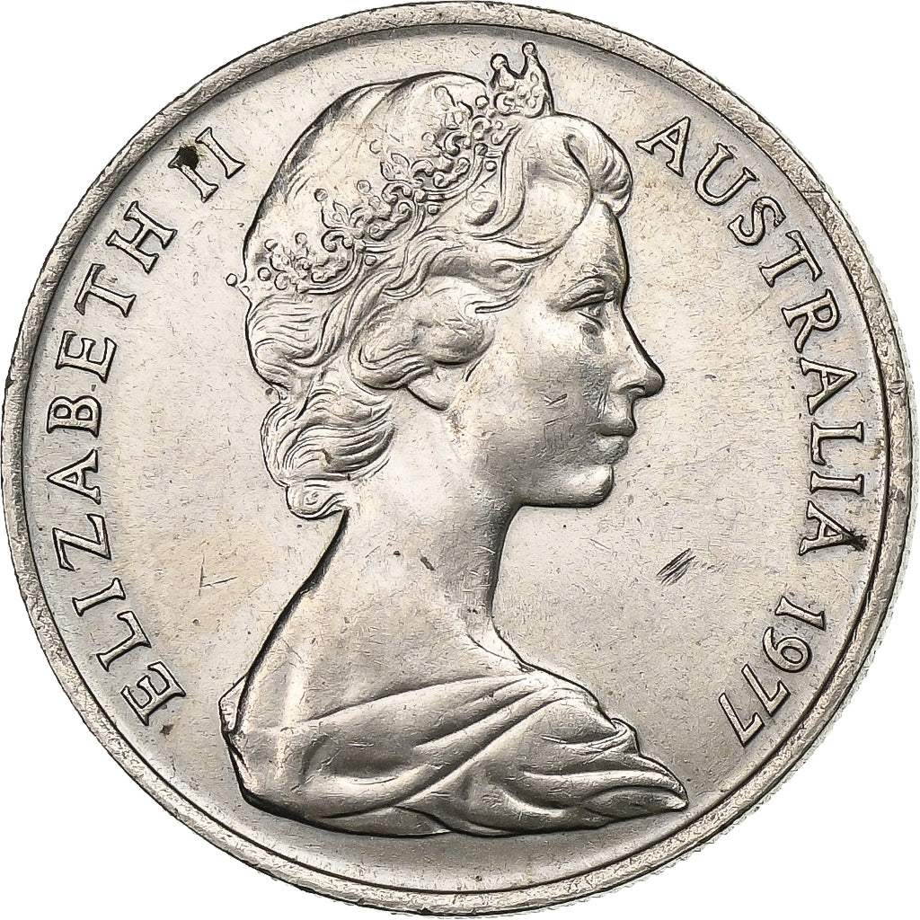 Austrália, Elizabeth II, 10 Cents, 1977, Cobre-níquel, AU(50-53), KM:65