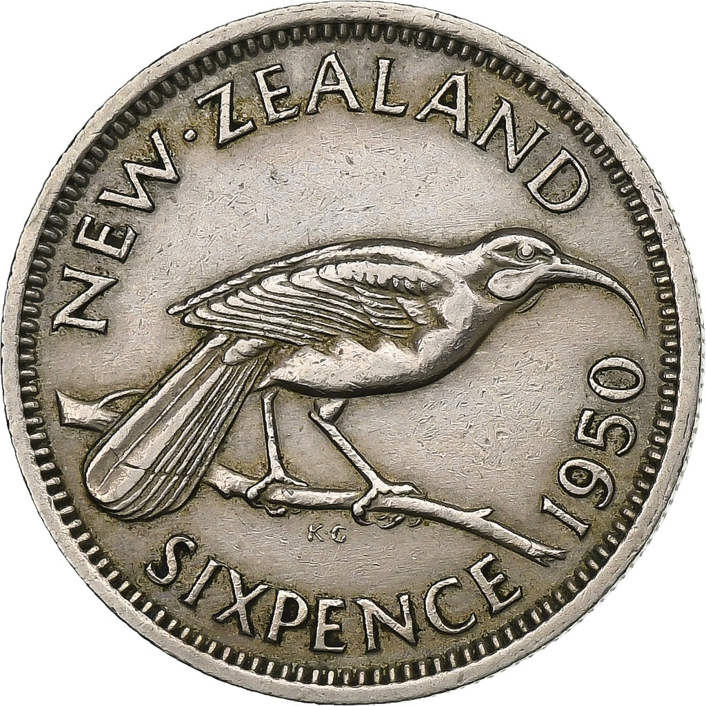 Nova Zelândia, George VI, 6 Pence, 1950, Cobre-níquel, AU(50-53), KM:16