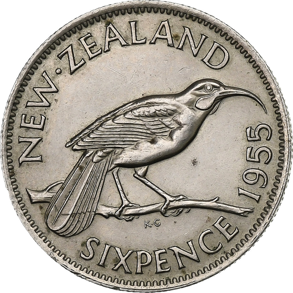 Nueva Zelanda, Elizabeth II, 6 Pence, 1955, Cobre - níquel, MBC+, KM:26.1