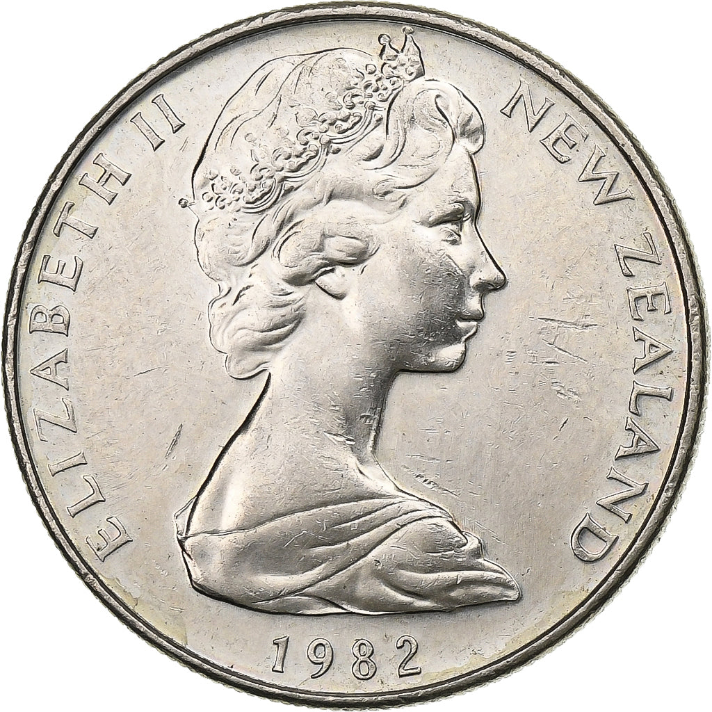 Nuova Zelanda, Elizabeth II, 10 Cents, 1982, Rame-nichel, BB+, KM:41.1