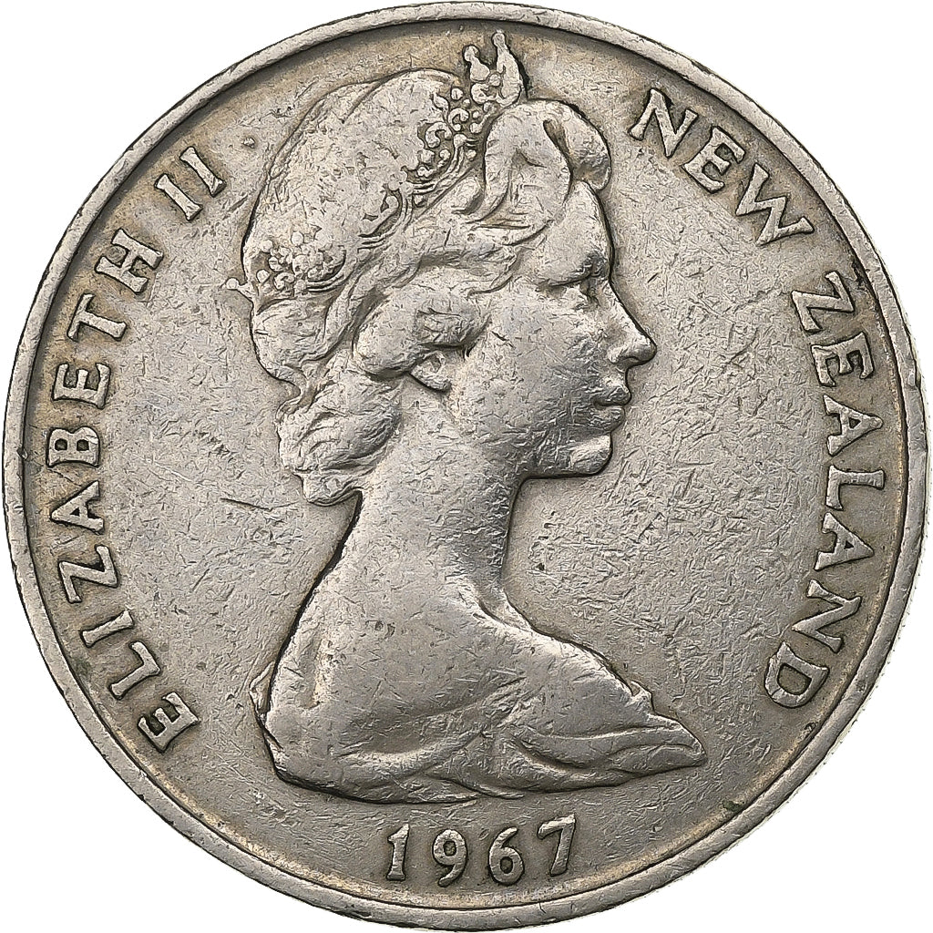Nuova Zelanda, Elizabeth II, 20 Cents, 1967, Rame-nichel, BB, KM:36.1